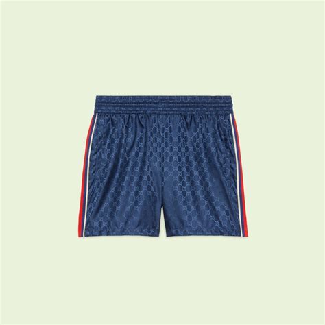 Short de bain en nylon jacquard GG en bleu 